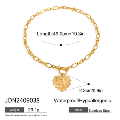 1 Piece Simple Series Retro Heart Stainless Steel 18K Gold Plated Rhinestone Women Pendant necklaces h5 Picture2