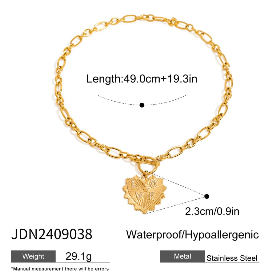 1 Piece Simple Series Retro Heart Stainless Steel 18K Gold Plated Rhinestone Women Pendant necklaces Picture2