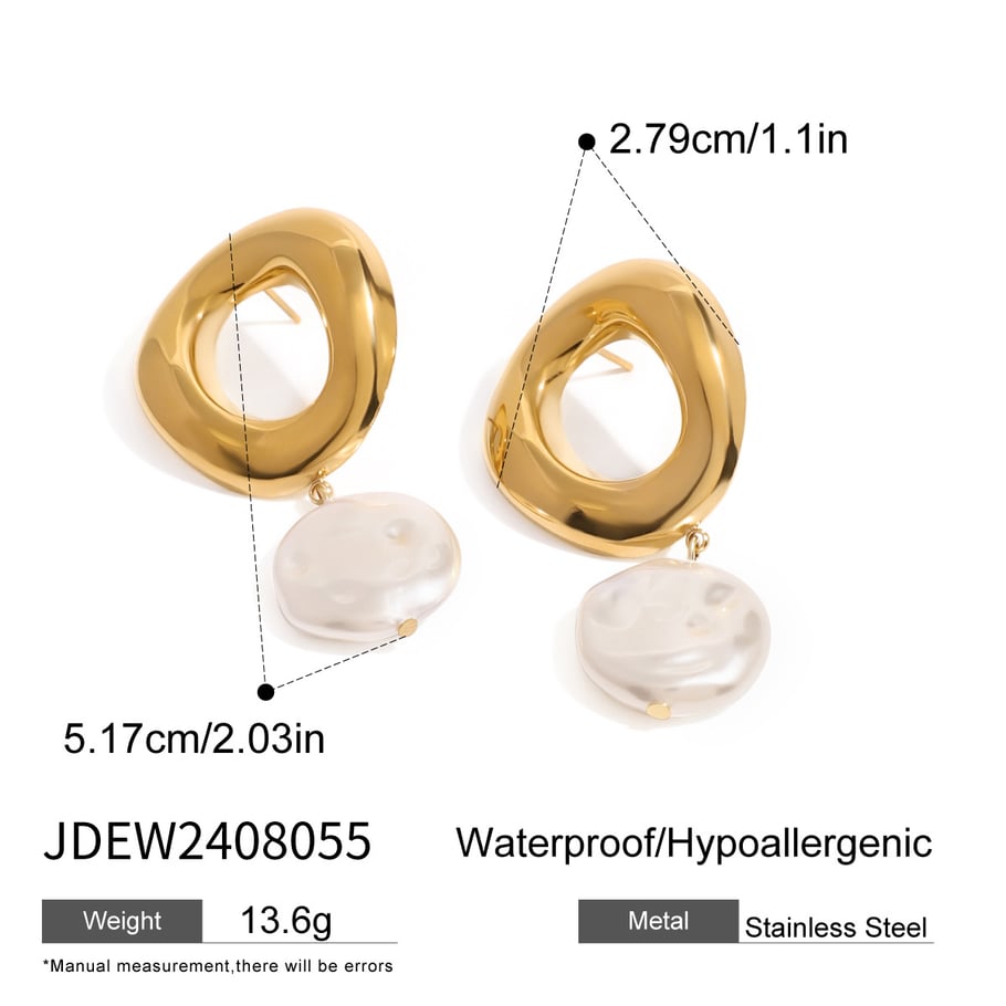 1 Pair Simple Series Elegant Patchwork Stainless Steel 18K Gold Plated Artificial Pearl Women Drop Earrings Picture2