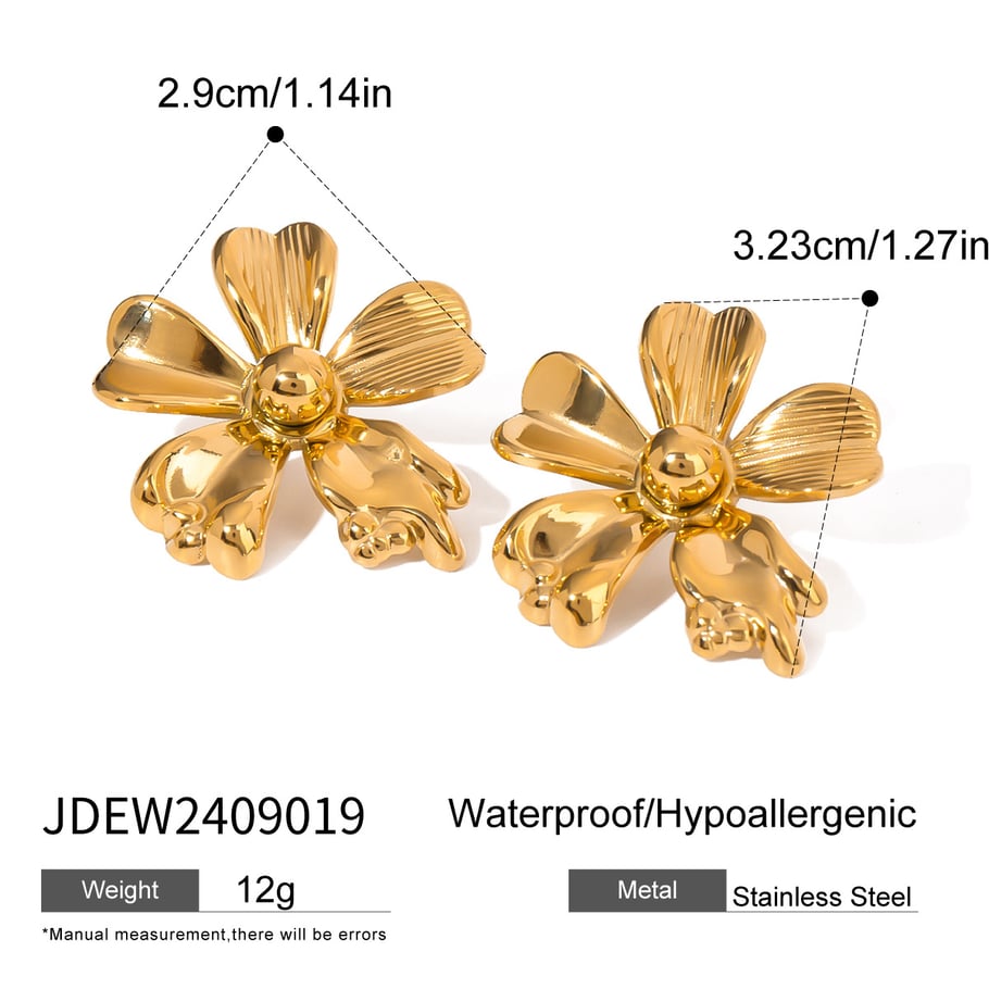1 Pair Stylish Classic Style Flower Shape Stainless Steel 18K Gold Plated Inlay Artificial Pearl Women Earrings set Picture2