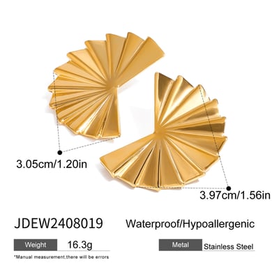 1 Pair Classic Series Retro Solid Color Stainless Steel 18K Gold Plated Women Stud Earrings h5 Picture2