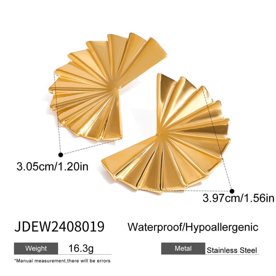 1 Pair Classic Series Retro Solid Color Stainless Steel 18K Gold Plated Women Stud Earrings Picture2