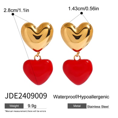 1 Paar einfache Serie Sweet Heart Edelstahl 18 Karat vergoldet Damen Tropfen Ohrringe h5 Bild2