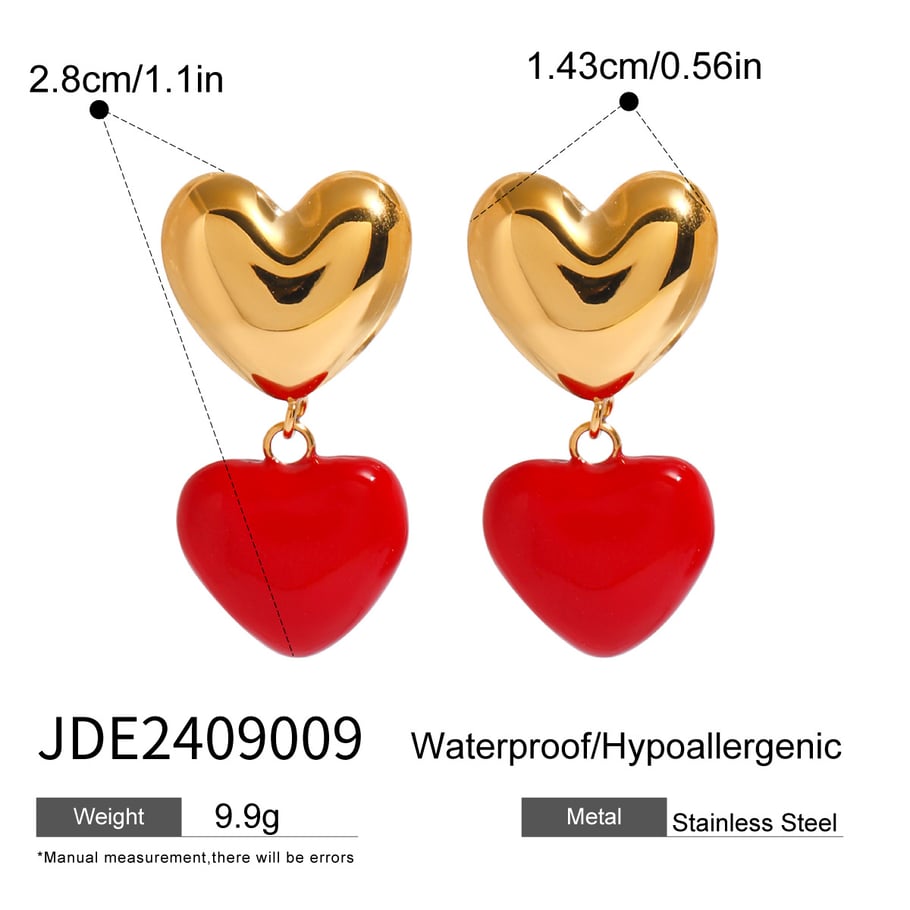 1 Paar einfache Serie Sweet Heart Edelstahl 18 Karat vergoldet Damen Tropfen Ohrringe Bild2