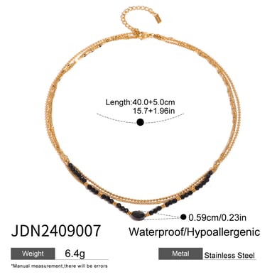 1 Piece Simple Series Elegant Beads Stainless Steel 18K Gold Plated Natural Stone Women Layered Necklaces h5 Picture2