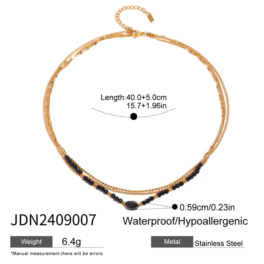1 Piece Simple Series Elegant Beads Stainless Steel 18K Gold Plated Natural Stone Women Layered Necklaces Picture2