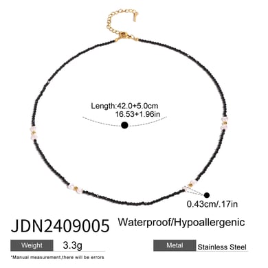 1 Stück Simple Series Elegantes Herz Edelstahl 18 Karat vergoldet Kunstperle Damen Perlenketten h5 Bild2