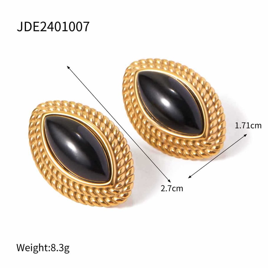 1 Paar Ohrstecker aus Edelstahl im Retro-Look der Classic-Serie, 18 Karat vergoldet Bild2