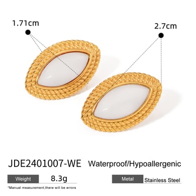 1 Pair Retro Stainless Steel Gold Color Stud Earrings h5 Picture2