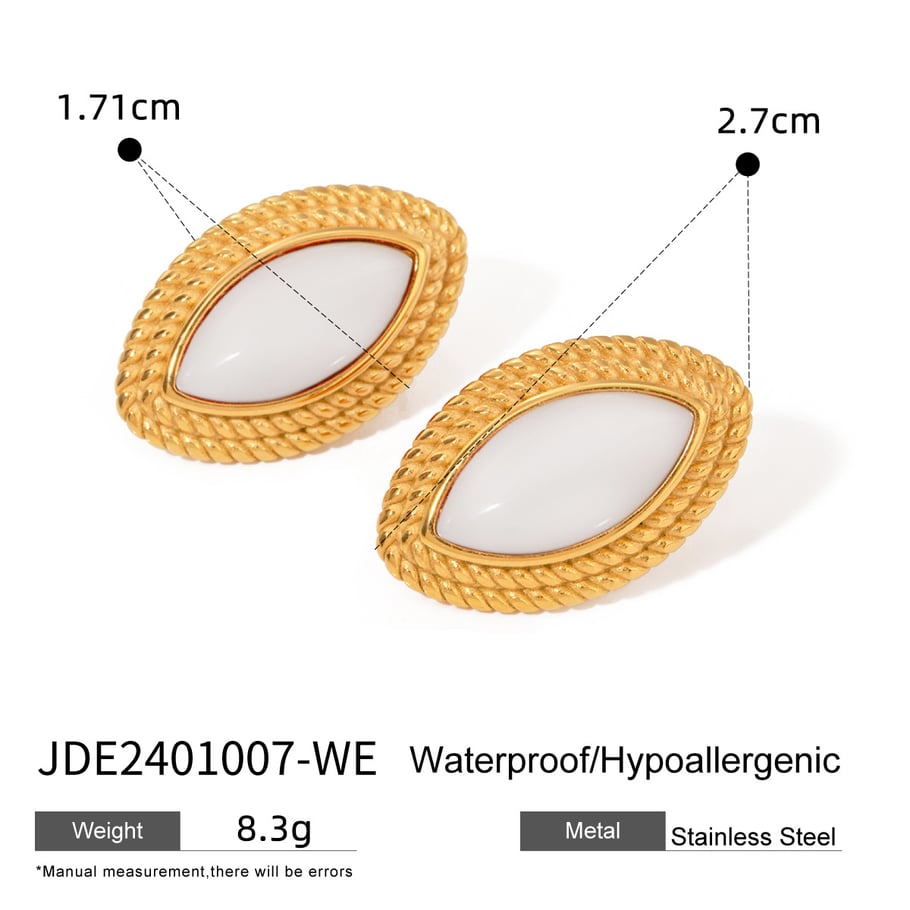 1 Pair Retro Stainless Steel Gold Color Stud Earrings Picture2
