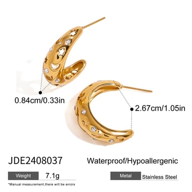 1 Paar Simple Series Casual Sonne/Mond Edelstahl 18 Karat vergoldet Strass Damen Ohrringe Set h5 Bild2