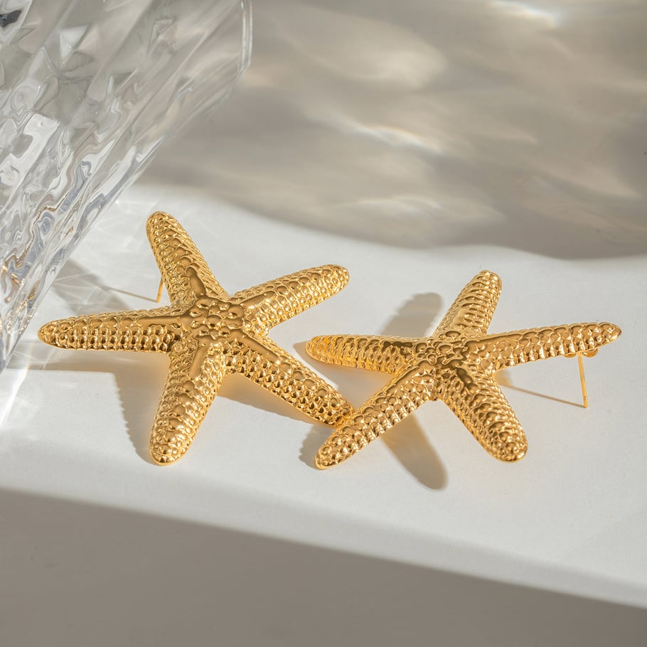 1 Paar Simple Series Vacation Turtle Edelstahl 18 Karat vergoldete Damen-Ohrstecker 