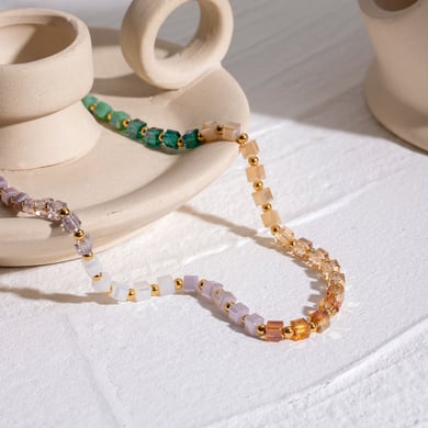 1 Stück Simple Series Süße geometrische Edelstahl 18 Karat vergoldet Kristall Frauen Anhänger Halsketten h5 