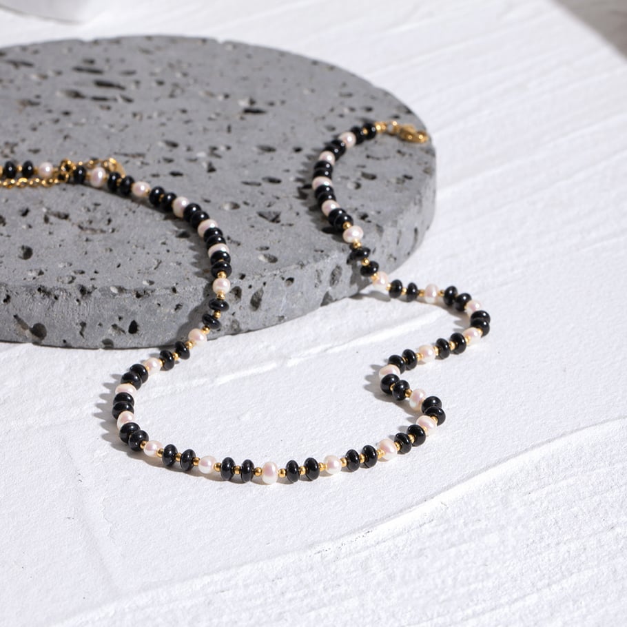 1 piece classic series elegant beads stainless steel gold plated artificial pearl women beaded necklaces