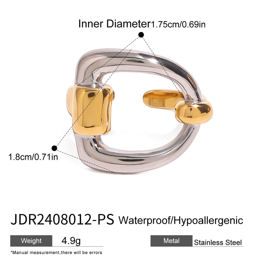 1 Paar Simple Series Casual Letter Edelstahl 18 Karat vergoldet Damen verstellbare Ringe Bild2