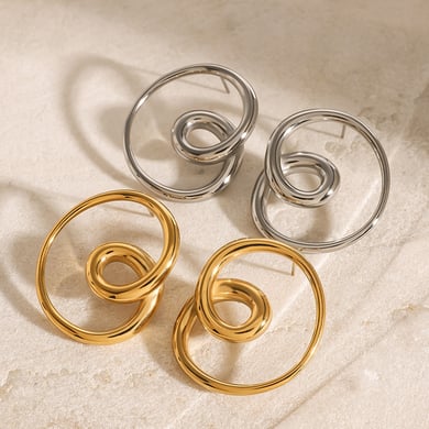 1 Paar Simple Series Casual Heart Edelstahl 18 Karat vergoldete Damen-Ohrstecker h5 