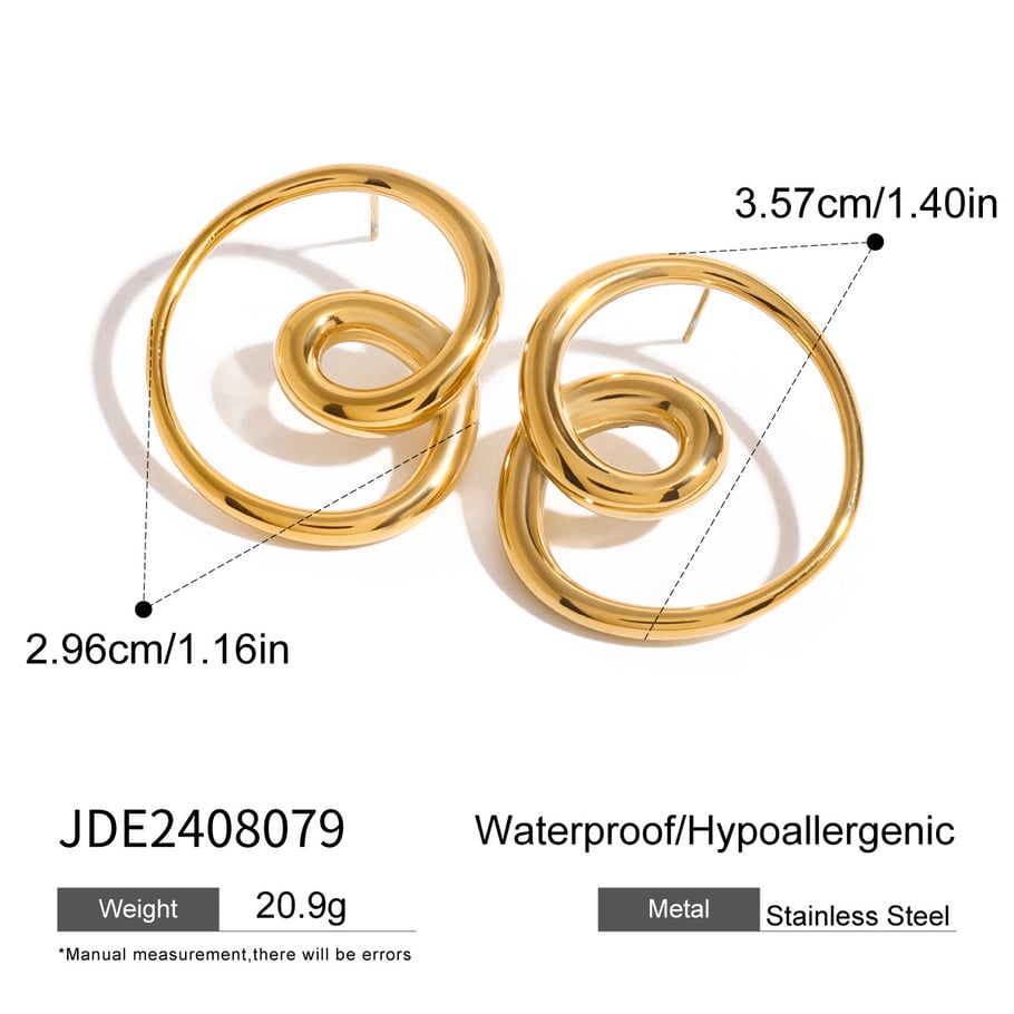 1 Paar Simple Series Casual Heart Edelstahl 18 Karat vergoldete Damen-Ohrstecker Bild2