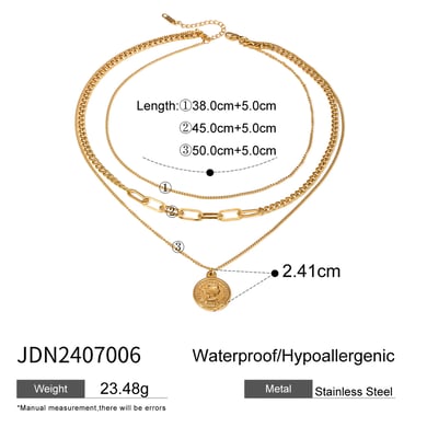 1 Stück Simple Series Klassische gravierte Edelstahl 18 Karat vergoldete Damen-Mehrfachketten h5 Bild2