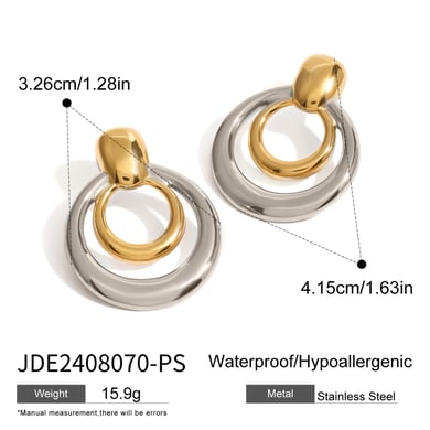 1 Paar Simple Series Klassische geometrische Titanstahl 18 Karat vergoldete Damen-Ohrstecker h5 Bild2