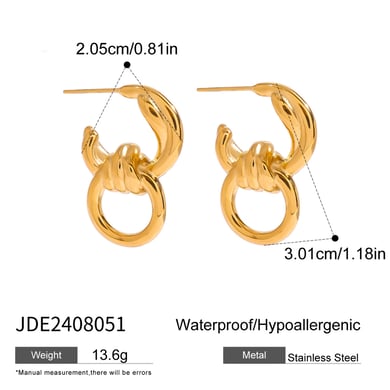 1 Paar Simple Series Daily Twist Edelstahl 18 Karat vergoldete Damen-Tropfenohrringe h5 Bild2
