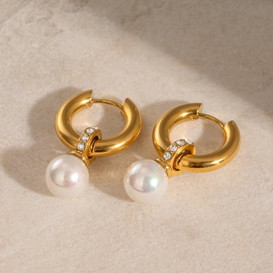 1 Pair Classic Series Retro Geometric Stainless Steel 18K Gold Plated Rhinestone Women Drop Earrings h5 