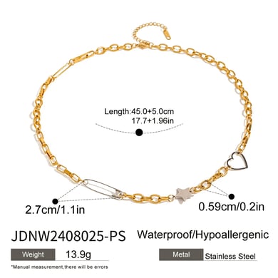 1 Stück Simple Series Klassische Herz-Halsketten aus Edelstahl mit 18 Karat Vergoldung für Damen h5 Bild2