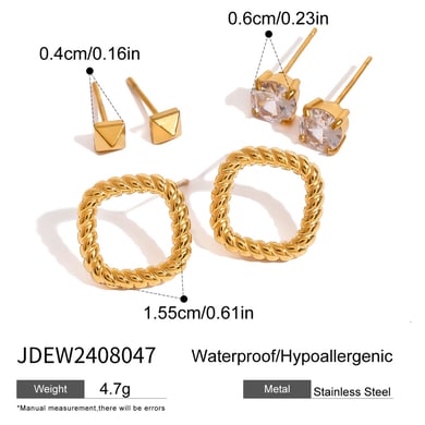 1 Paar Simple Series Tägliche geometrische Titanstahl 18 Karat vergoldet Zirkon Damen Ohrstecker h5 Bild2