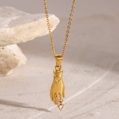 1 Piece Simple Series Punk Geometric Stainless Steel 18K Gold Plated Zircon Women Pendant necklaces h5 