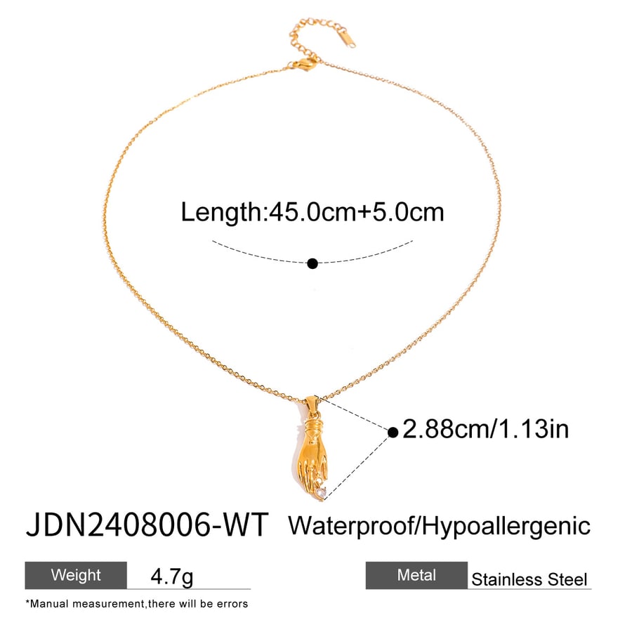 1 Piece Simple Series Punk Geometric Stainless Steel 18K Gold Plated Zircon Women Pendant necklaces Picture2