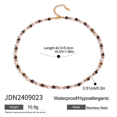 1 Stück Simple Series Retro Beads Edelstahl 18K vergoldet Damen Perlenketten h5 Bild2