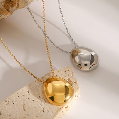 1 Piece Simple Series Simple Solid Color Stainless Steel 18K Gold Plated Women Pendant necklaces h5 