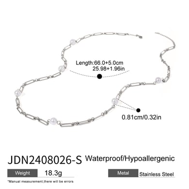 1 Stück Simple Series Elegante geometrische Edelstahl 18 Karat vergoldete Kunstperlen Damen Kettenhalsketten h5 Bild2