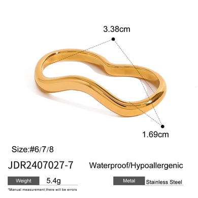 1 Paar Simple Series Täglicher geometrischer Edelstahl 18 Karat vergoldeter Damen-Einzelring h5 Bild2