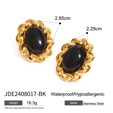 1 Pair Classic Series Retro Geometric Stainless Steel 18K Gold Plated Women Earrings set h5 Picture2
