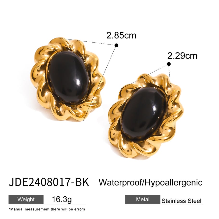1 Pair Classic Series Retro Geometric Stainless Steel 18K Gold Plated Women Earrings set Picture2