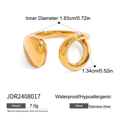 1 Paar Simple Series Casual Solid Color Edelstahl 18 Karat vergoldet Damen verstellbare Ringe h5 Bild2