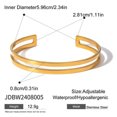 1 Piece Simple Series Retro Geometric Stainless Steel 18K Gold Plated Women Bangles h5 Picture2