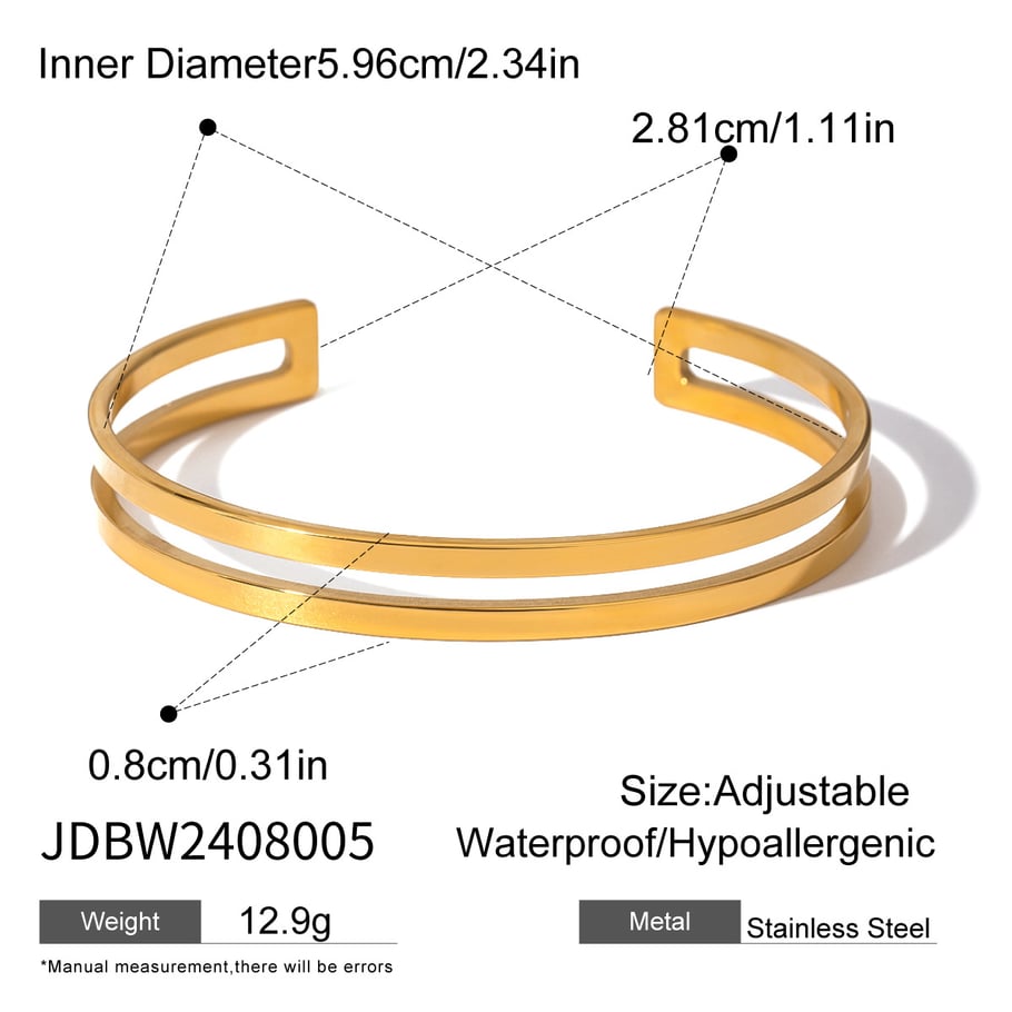 1 Piece Simple Series Retro Geometric Stainless Steel 18K Gold Plated Women Bangles Picture2