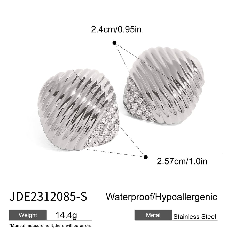 1 pair simple series retro geometric stainless steel  gold plated women stud earrings Picture2