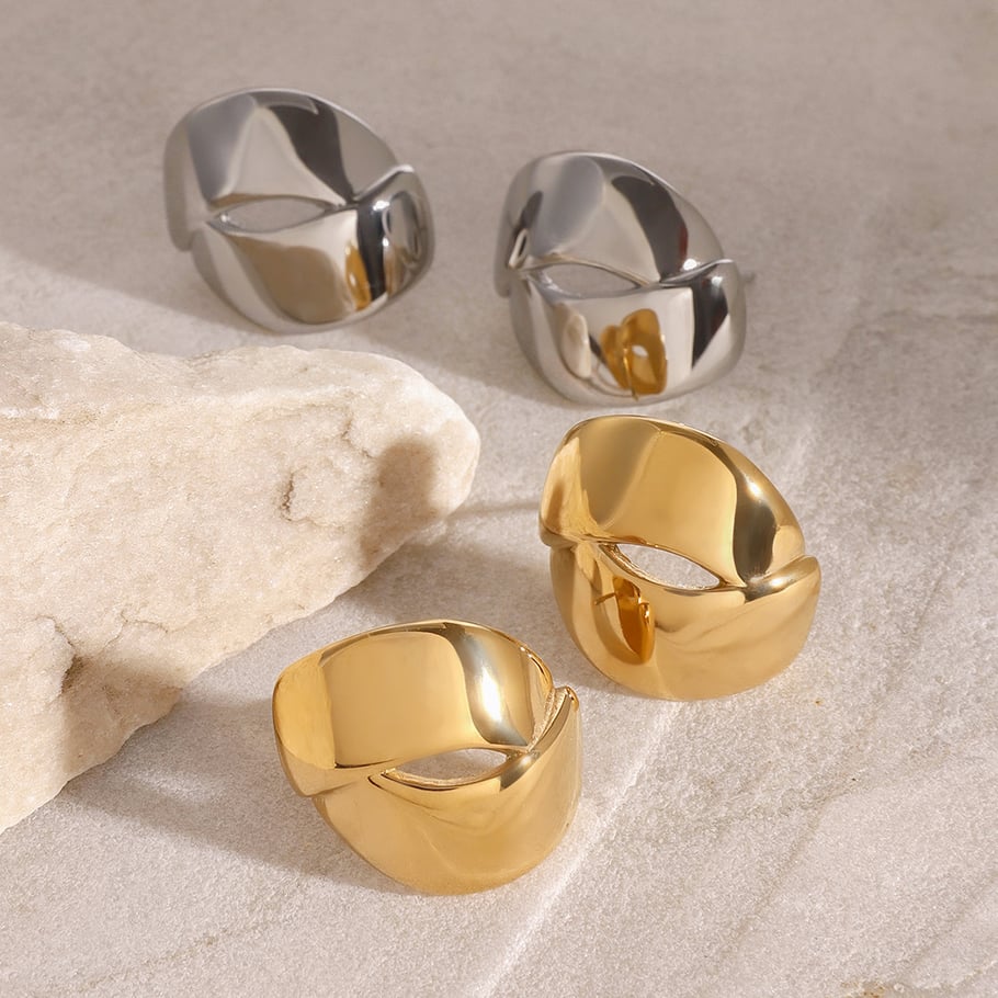 1 Pair Simple Series Daily Geometric Stainless Steel 18K Gold Plated Women Stud Earrings 