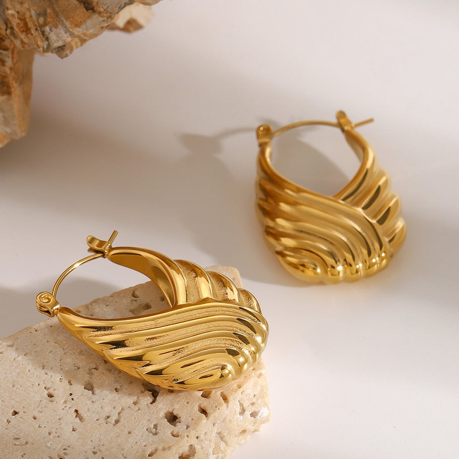 1 Pair Simple Series Classic Geometric Stainless Steel 18K Gold Plated Women Hoop Earrings 