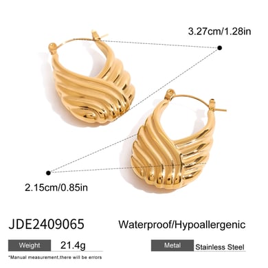 1 Pair Simple Series Classic Geometric Stainless Steel 18K Gold Plated Women Hoop Earrings h5 Picture2