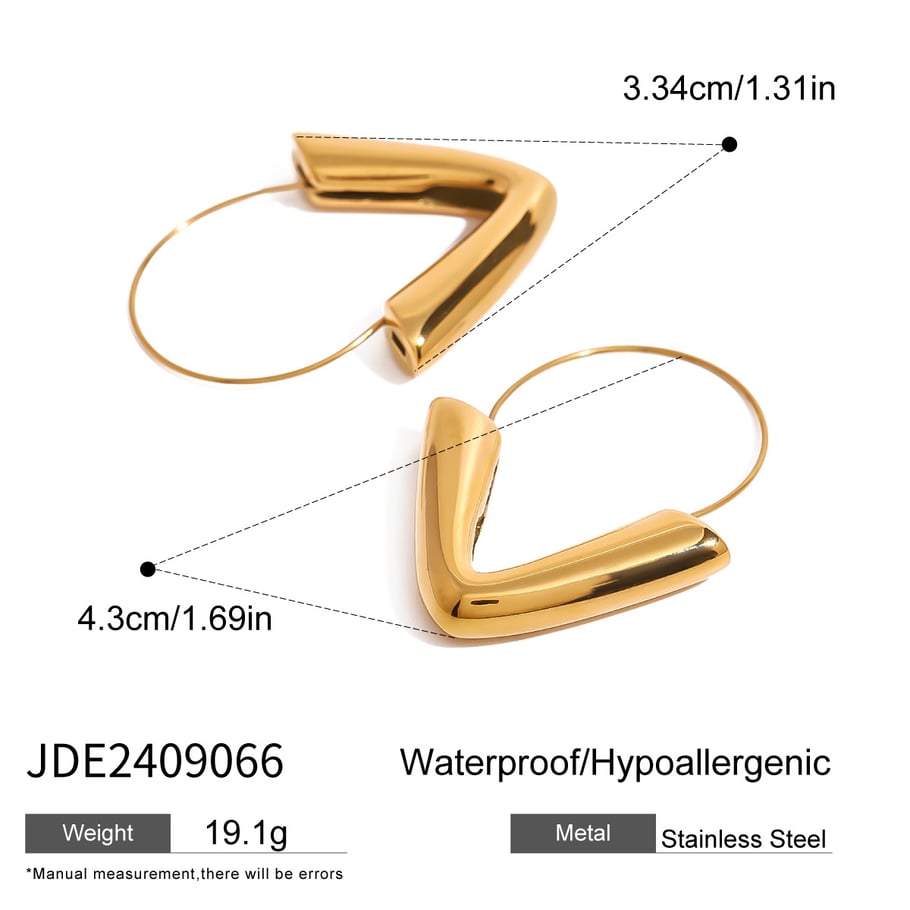 1 Pair Simple Series Casual Geometric Stainless Steel 18K Gold Plated Women Hoop Earrings Picture2