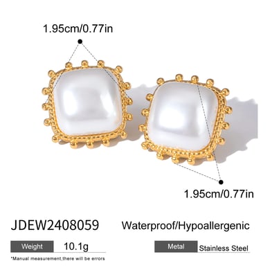 1 Pair Simple Series Retro Geometric Stainless Steel 18K Gold Plated Women Stud Earrings h5 Picture2
