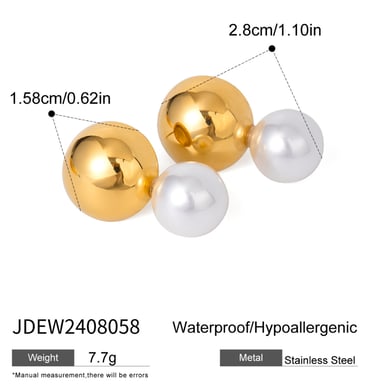 1 Pair Simple Series Elegant Geometric Stainless Steel 18K Gold Plated Artificial Pearl Women Stud Earrings h5 Picture2