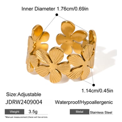 1 Paar Simple Series Sweet Flower Edelstahl 18 Karat vergoldete verstellbare Damenringe h5 Bild2