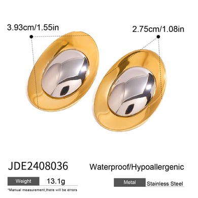 1 Pair Simple Series Casual Geometric Stainless Steel 18K Gold Plated Women Stud Earrings h5 Picture2