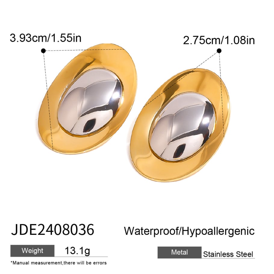 1 Pair Simple Series Casual Geometric Stainless Steel 18K Gold Plated Women Stud Earrings Picture2