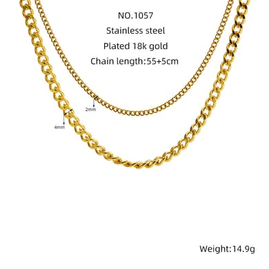 1 Stück Simple Series Daily Solid Color Edelstahl 14K vergoldet Unisex Kettenhalsketten h5 Bild2