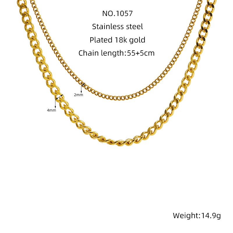 1 Stück Simple Series Daily Solid Color Edelstahl 14K vergoldet Unisex Kettenhalsketten Bild2
